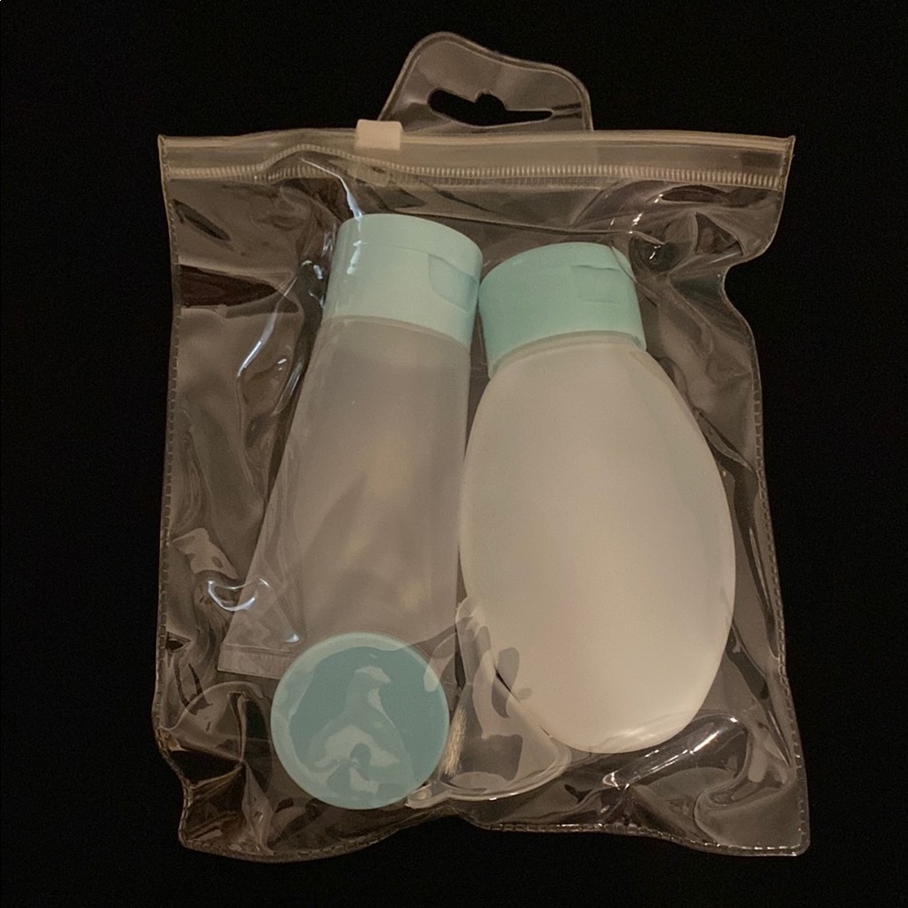Travel Toiletry 4pc Bottle Set with Blue Caps(1)